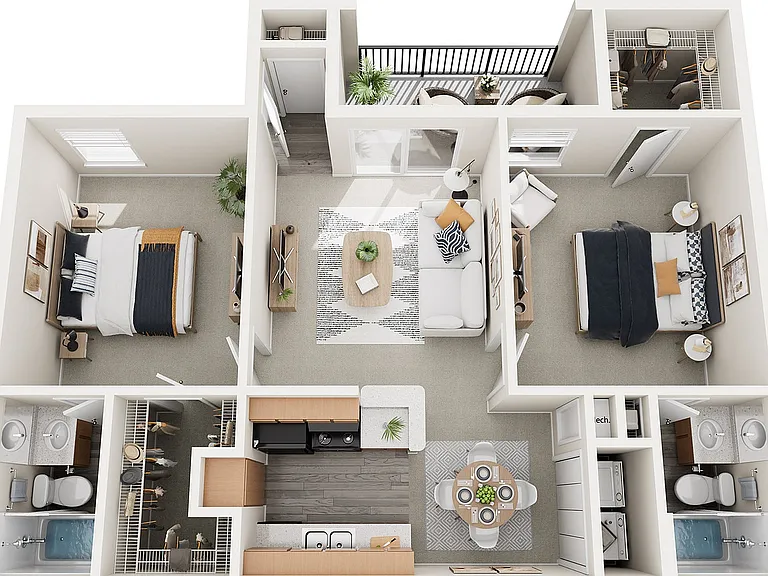Two Bedroom, Two Bathrooms, 889 sqft Two Bedroom, Two Bathrooms, 889 sqft