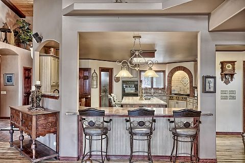 Open floor plan with gourmet kitchen area