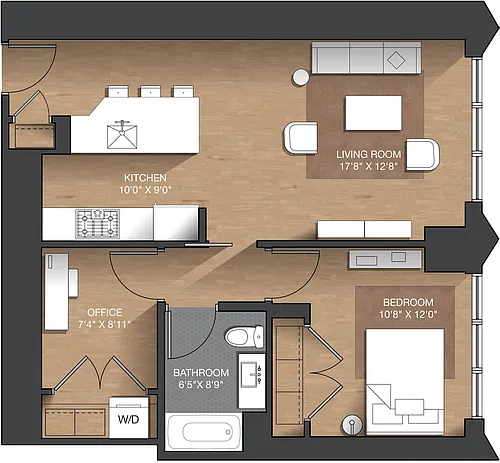 Floor plan I-1 - 1B + Den