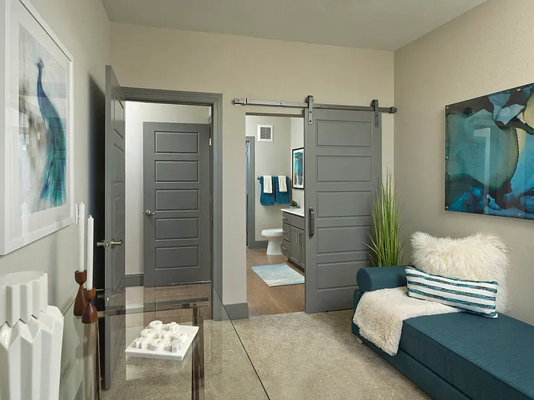 Sliding barn doors in select apartments