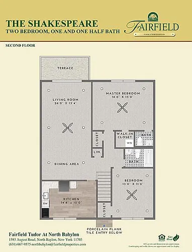 Floor plan SHAKESPEARE - 2BR, 1.5 BTH, UPPER