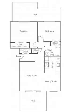 Floor plan 2BD/1BA Plan B