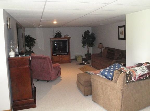 family room in basement