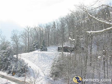 Mountain home in winter.