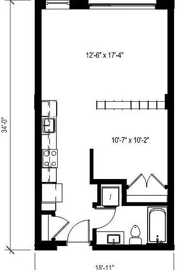 Floor plan 1 Bed/1 Bath Open-A14.1
