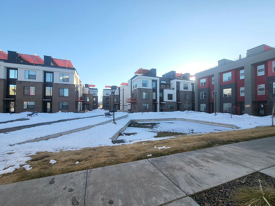 snow courtyard view in front of unit