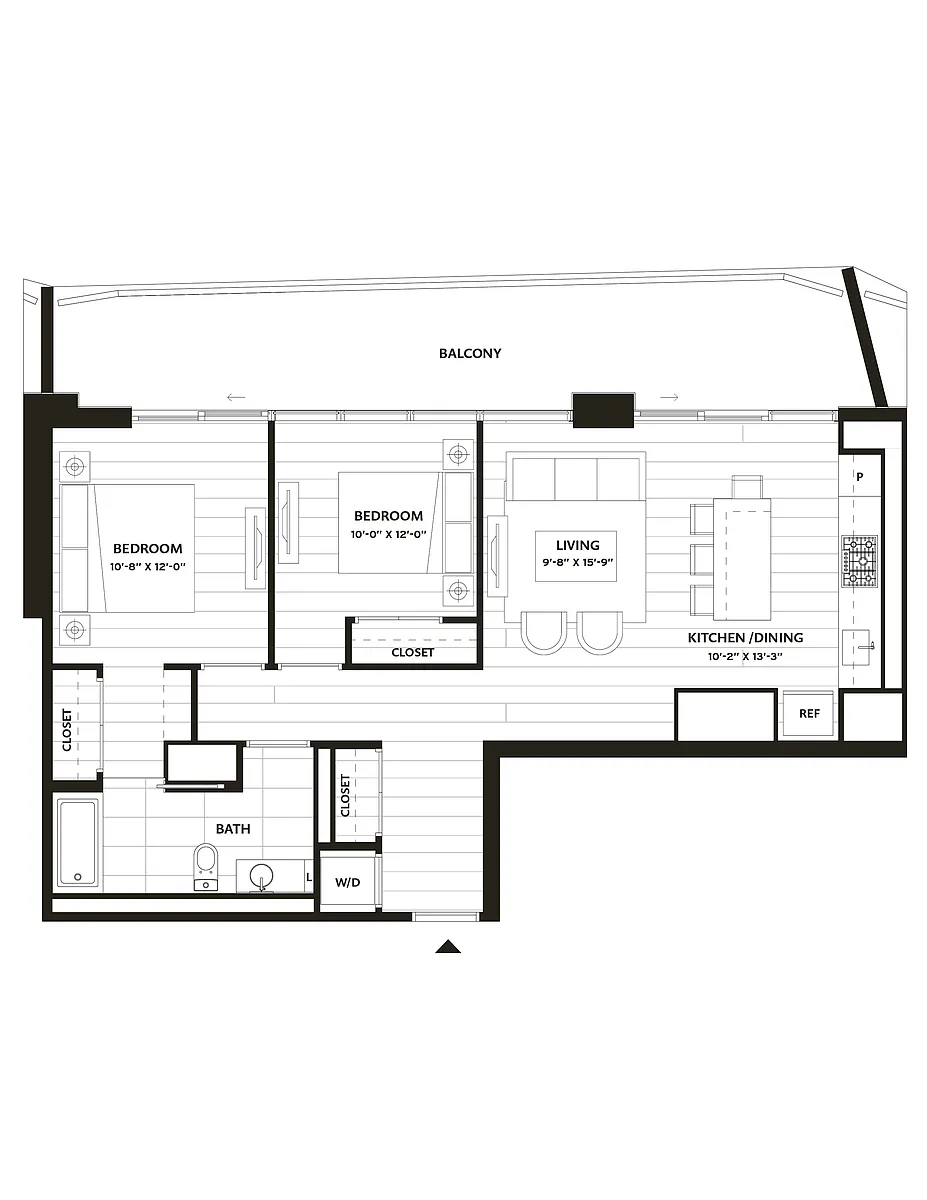 Floor plan 2 Bed/1 Bath-B13