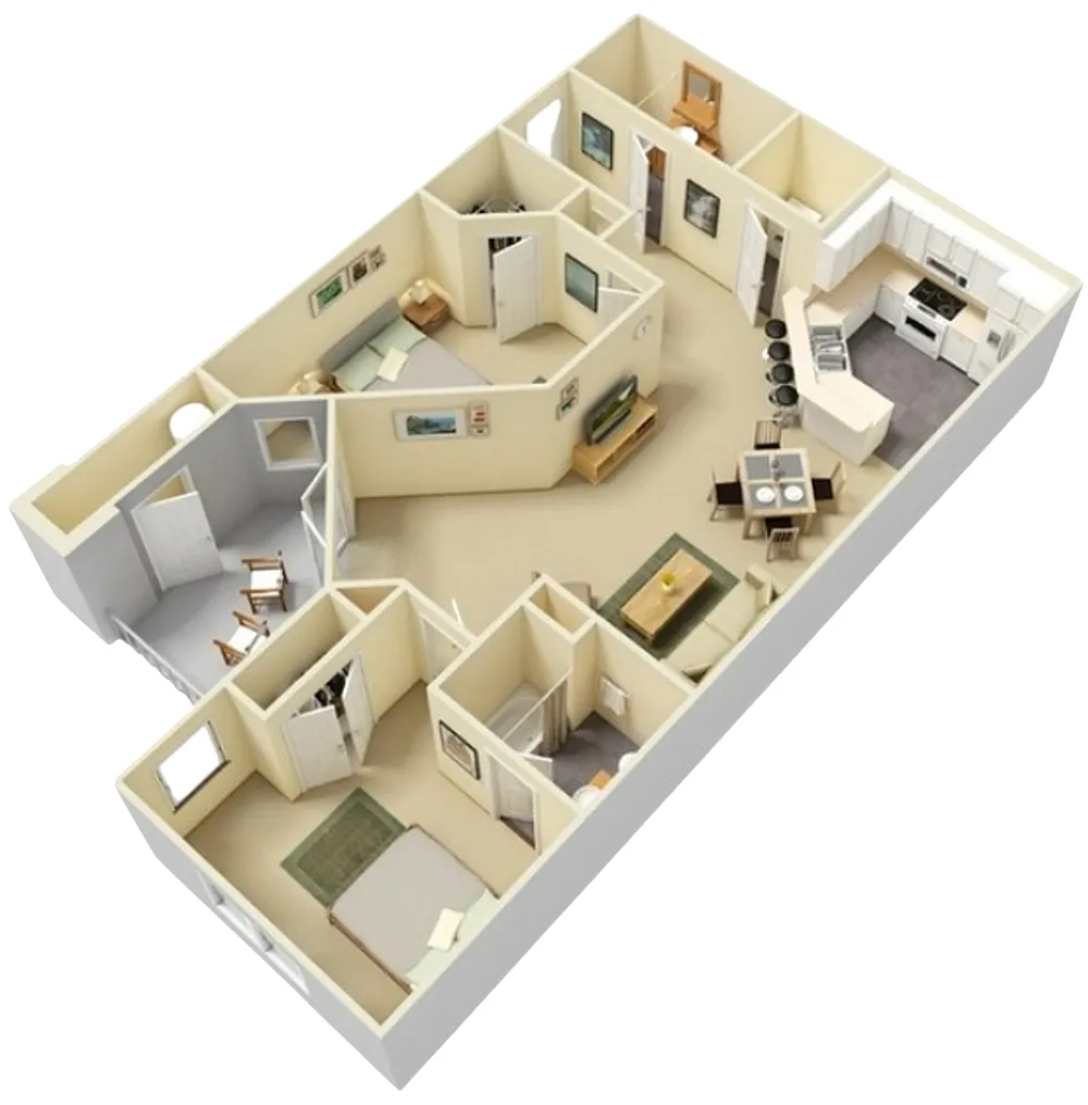 Floor plan Two Bedroom Two Bath C