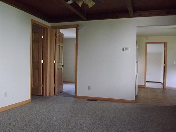 living room looking tward BR1 and kitchen; BR2 on other side of kitchen