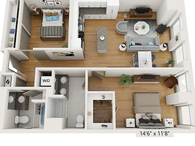 2 bed, 2 bath 1117sf 2 bed, 2 bath 1117sf