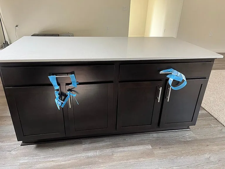 Kitchen - island view (before the builder tapes were removed)