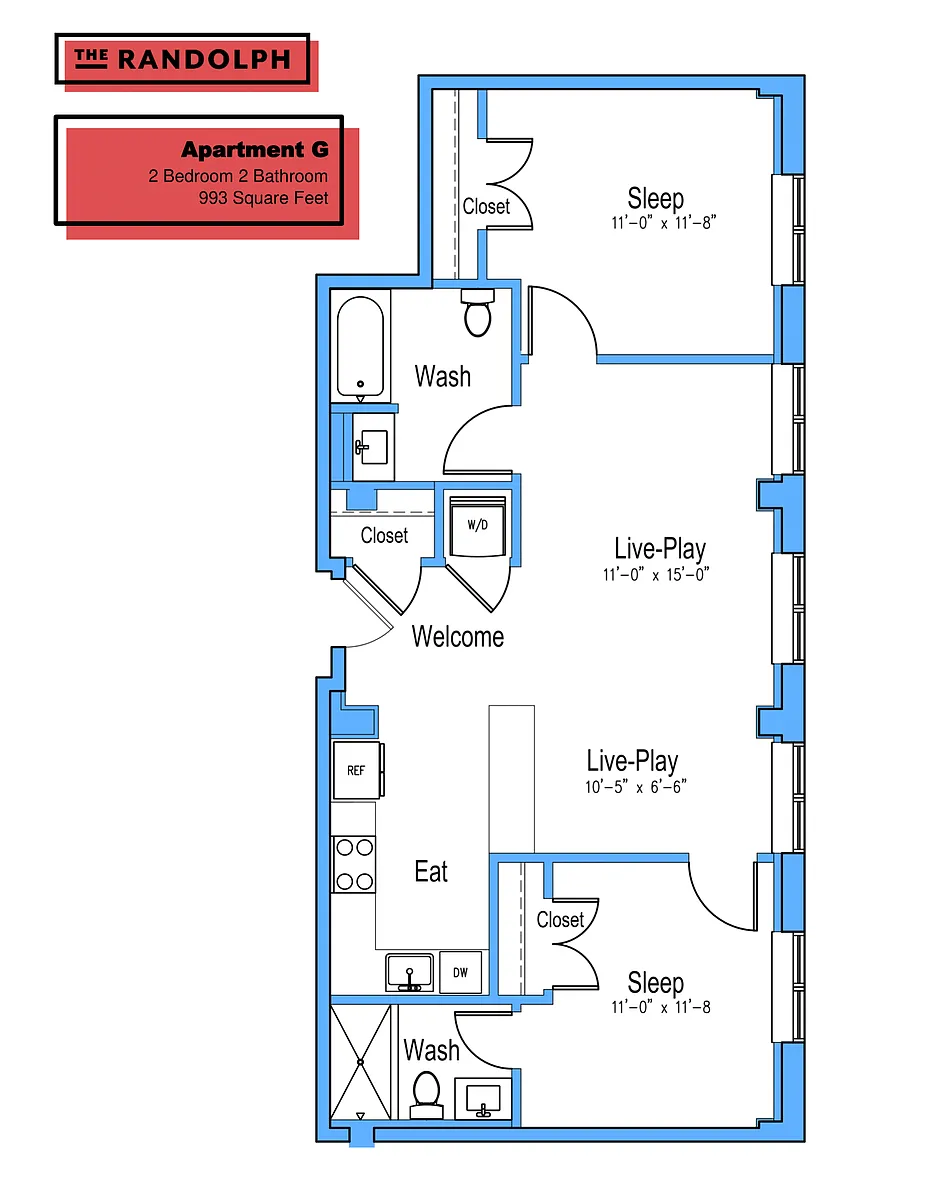 Floor plan 2Bed 2Bath G