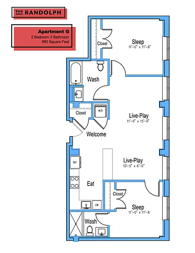 Floor plan 2Bed 2Bath G
