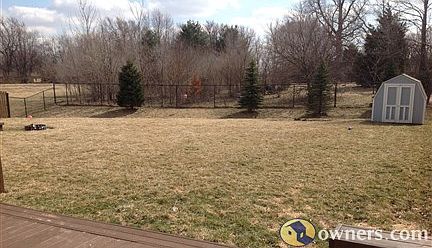 Park-like setting backyard with brand new mini-barn