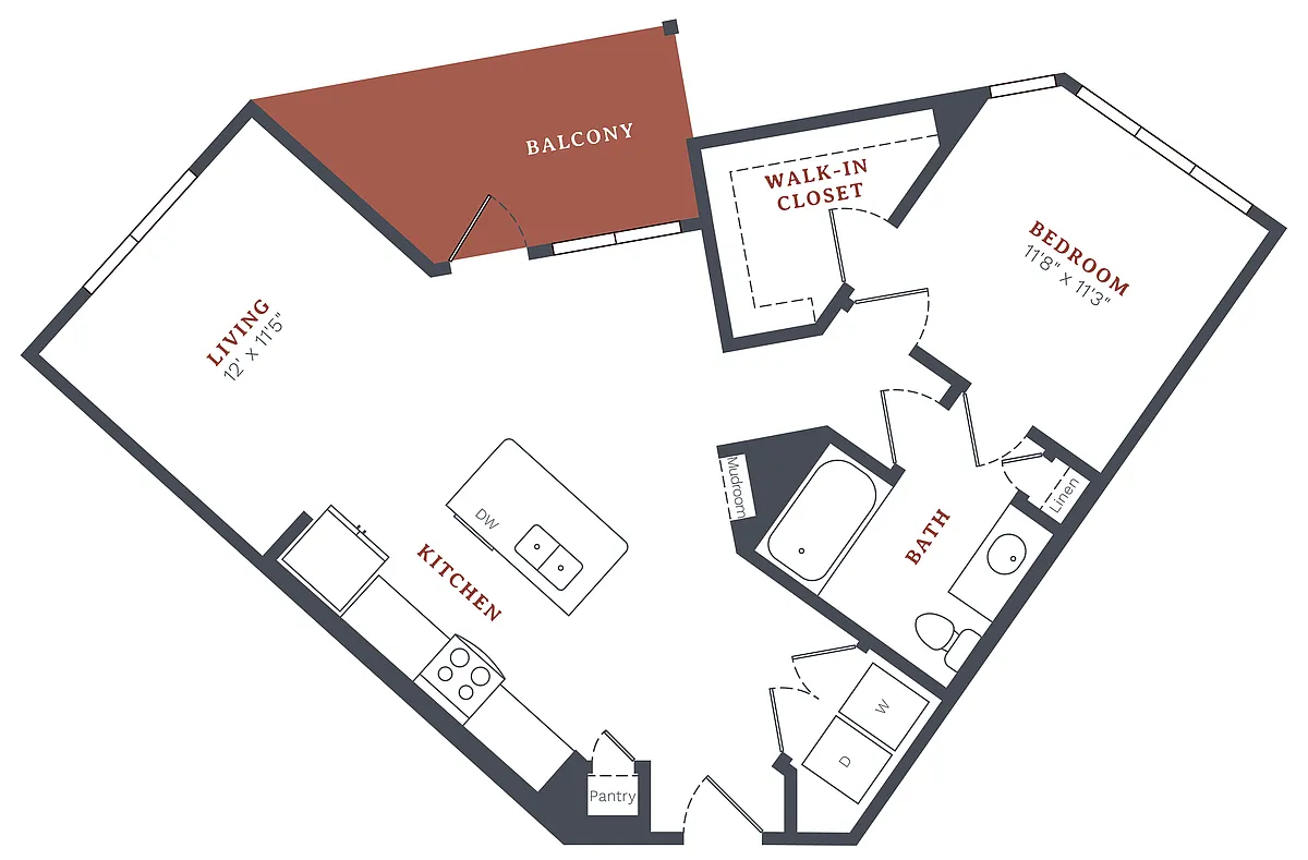 Floor plan 1 Bed/1 Bath