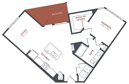 Floor plan 1 Bed/1 Bath