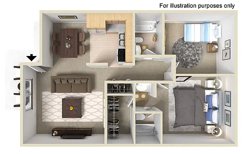 Floor plan Two Bedroom Two Bath