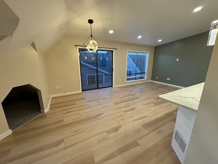 Dining, living room, and "dog house"