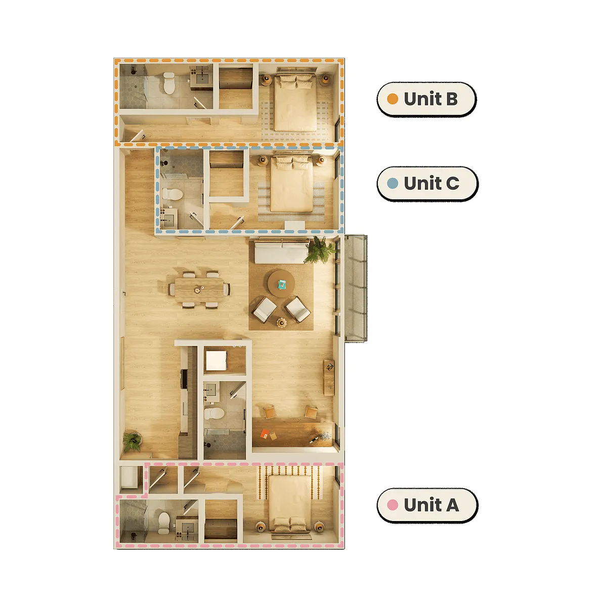 Floor plan 3 bed, 4 bath floorplan