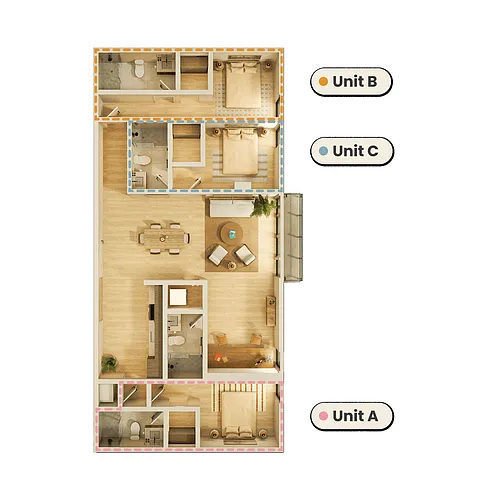 Floor plan Rent By Bedroom (3E)