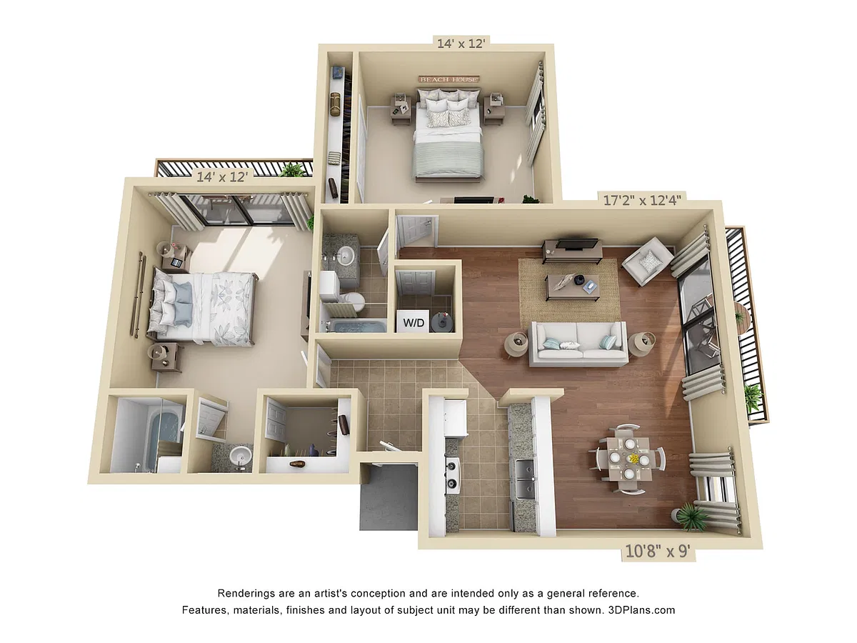 Floor plan 2-Bedroom 2-Bathroom