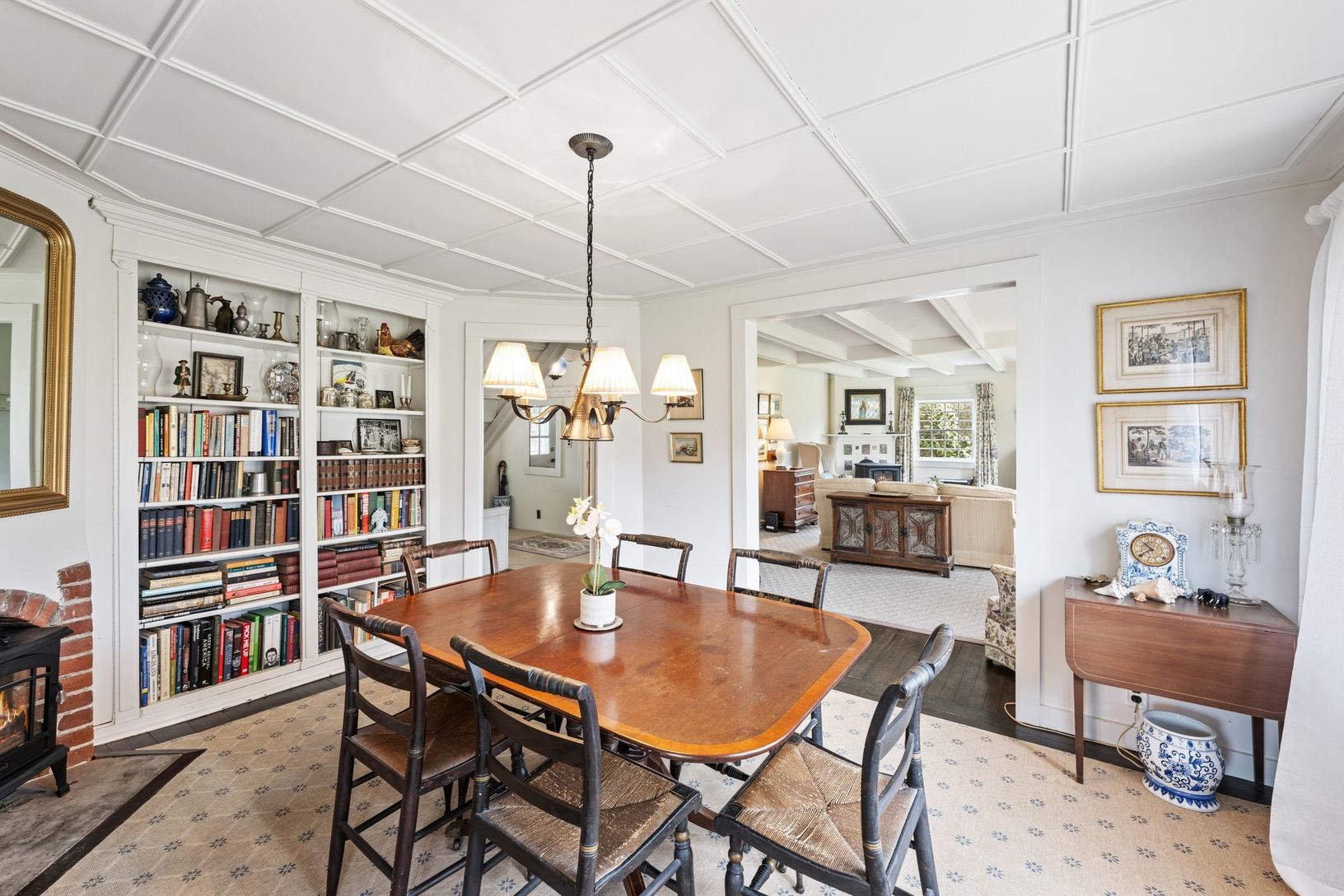  DINING ROOM WITH LIBRARY WALL