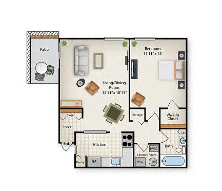 Floor plan One Bedroom One Bathroom