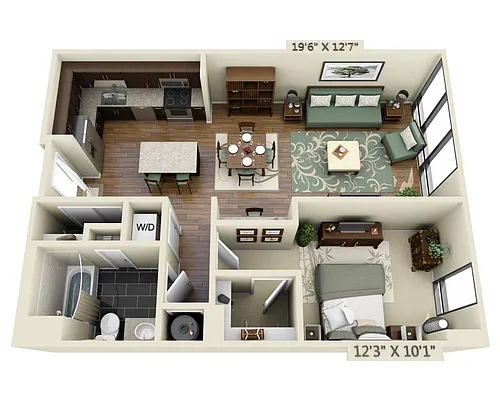 Floor plan One Bedroom A1G