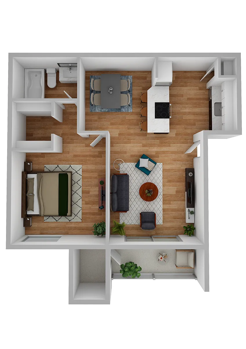 Floor plan One Bedroom - One Bath Patio