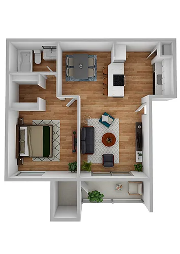 Floor plan One Bedroom - One Bath Patio