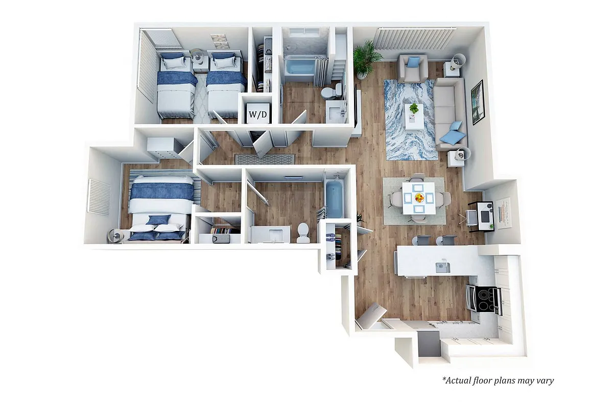 Floor plan 2 Bedroom, 2 Bath