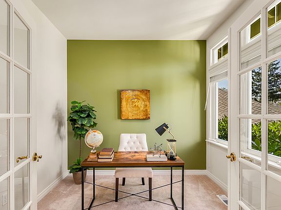 Den with French doors. 