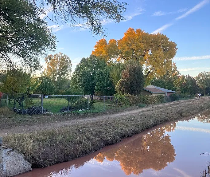 The acequia is just down the block for slow morning rambles, 2 blocks to the Rio Grande Bosque