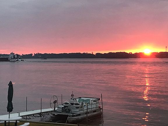 View of dock, pontoon boat