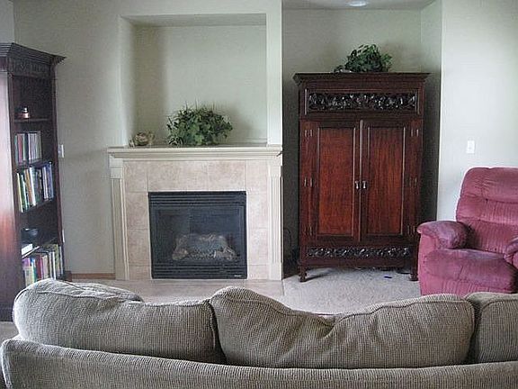 Living area with cozy gas fireplace