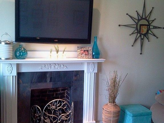 slate fireplace with custom 