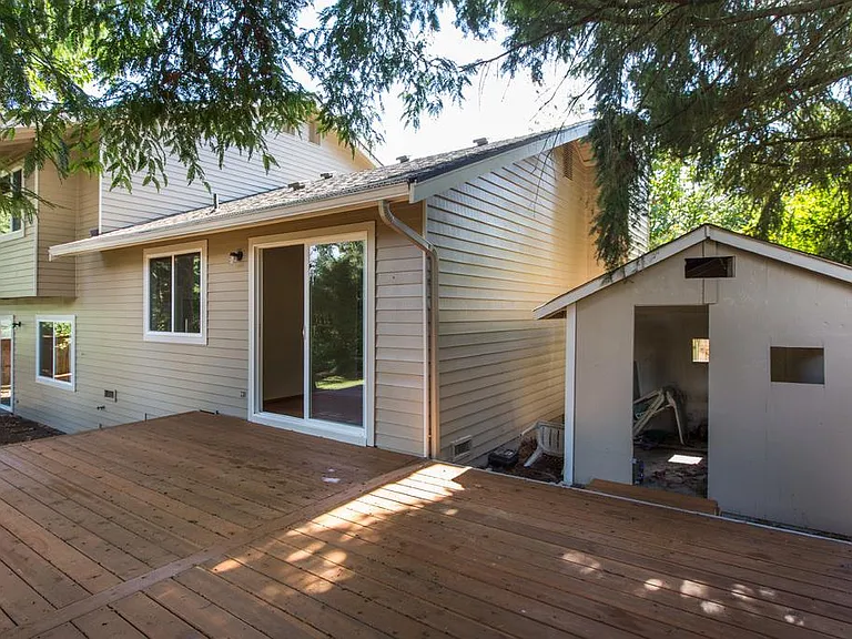Deck and backyard