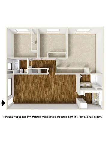 Floor plan 3 Bedrooms, 2 Bathrooms Plan E
