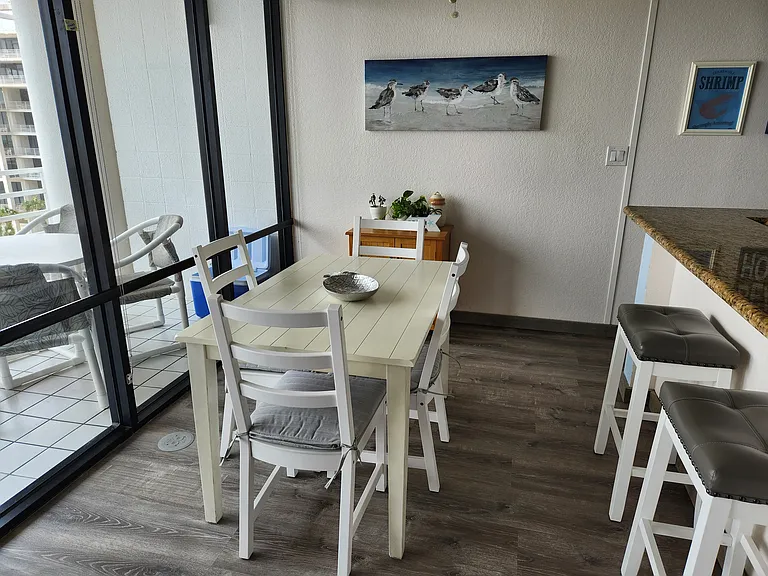 Dine inside or outside on balcony