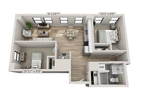Floor plan 2-Bedroom 1-Bathroom | 835