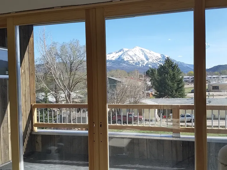Awesome Sopris view from living room out the sliding glass door/deck.
