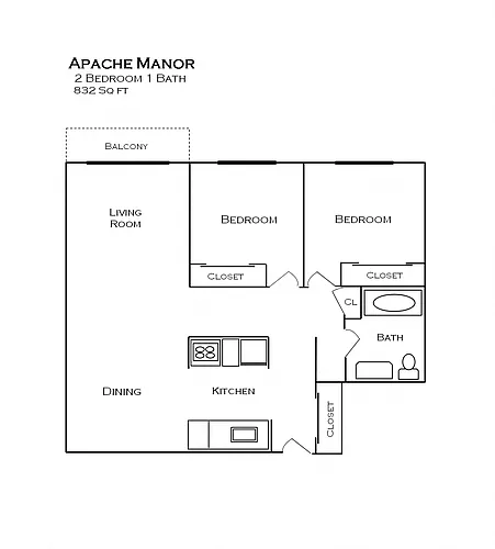 Floor plan Walkout 2 Bedroom 1 Bath