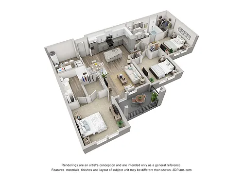 Floor plan Murano 3 BD, 2BA