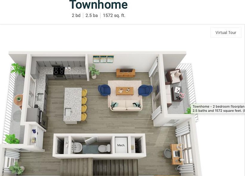1st floor - Open layout with 2 balcony