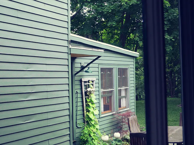 View from side window of living room.