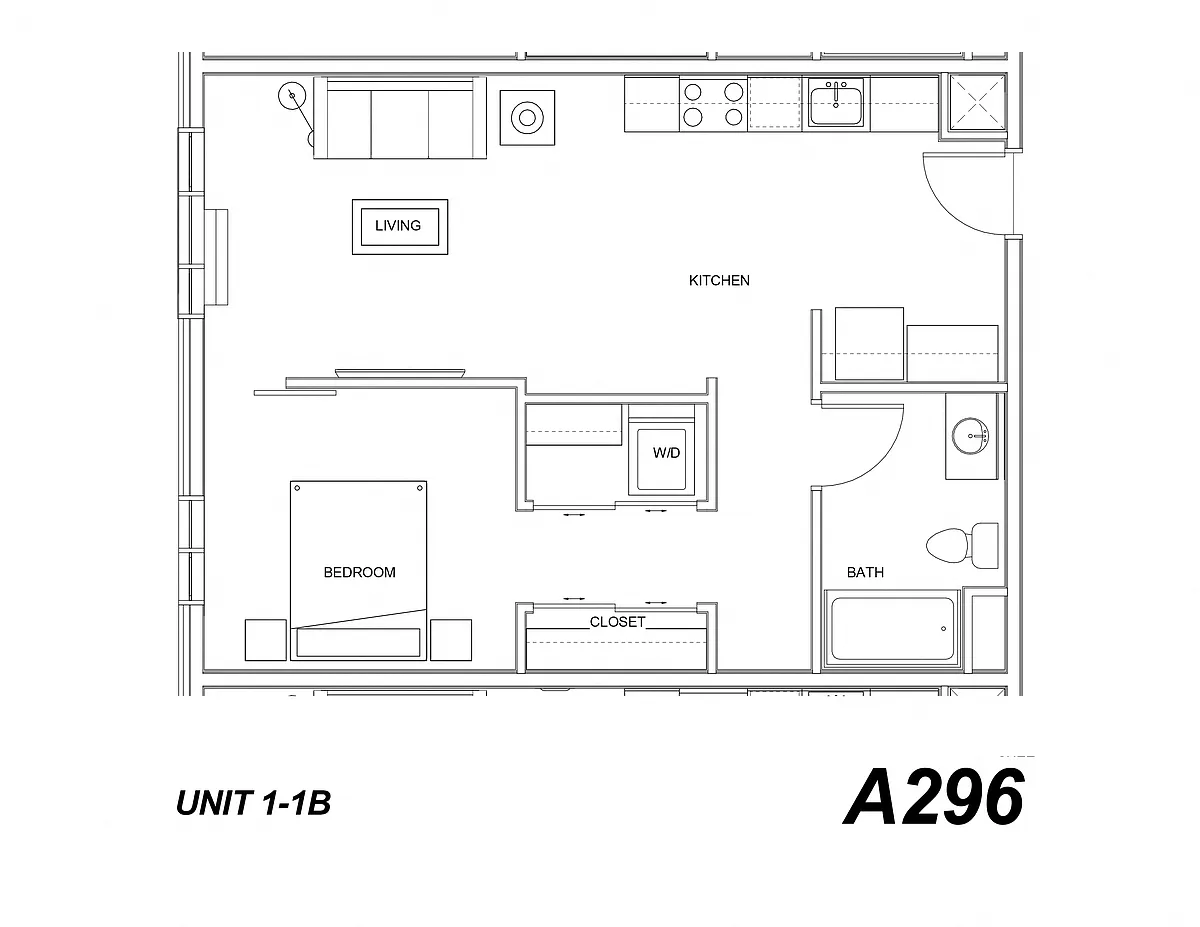 Floor plan One Bed One Bath B