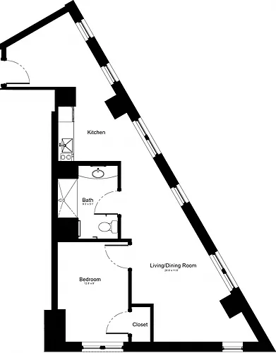 Floor plan 1 Bedroom G Fully Furnished