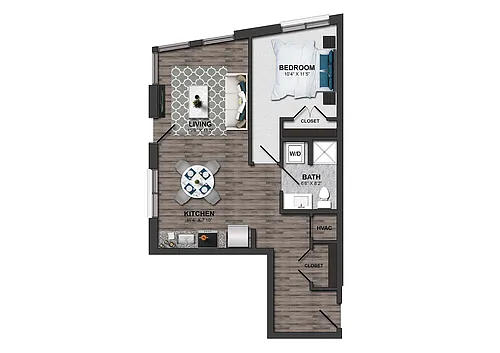 Floor plan 1 Bed/1 Bath 60%-1L (m254aa15)