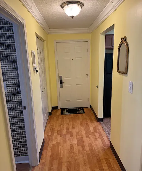 Entry hall with large coat closet