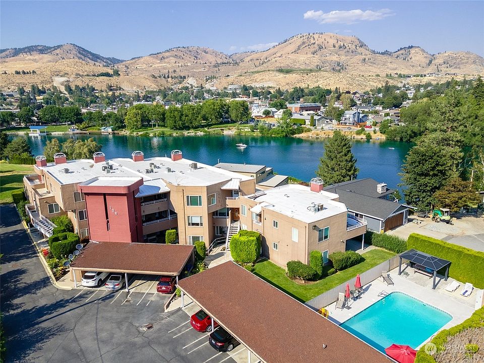 Building with pool and views
